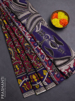 Magenta Pink & Violet Kalamkari Cotton Saree