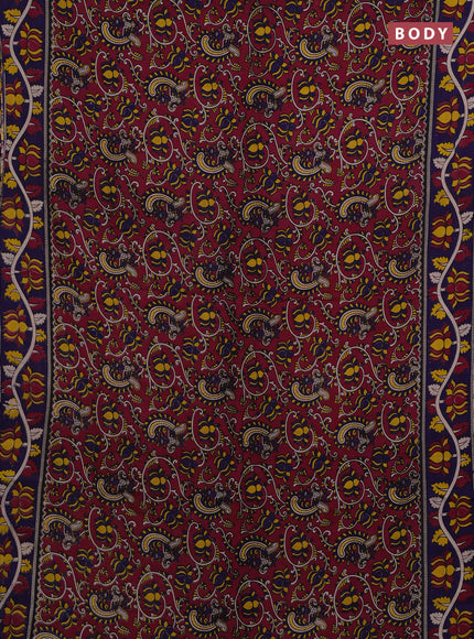 Magenta Pink & Violet Kalamkari Cotton Saree