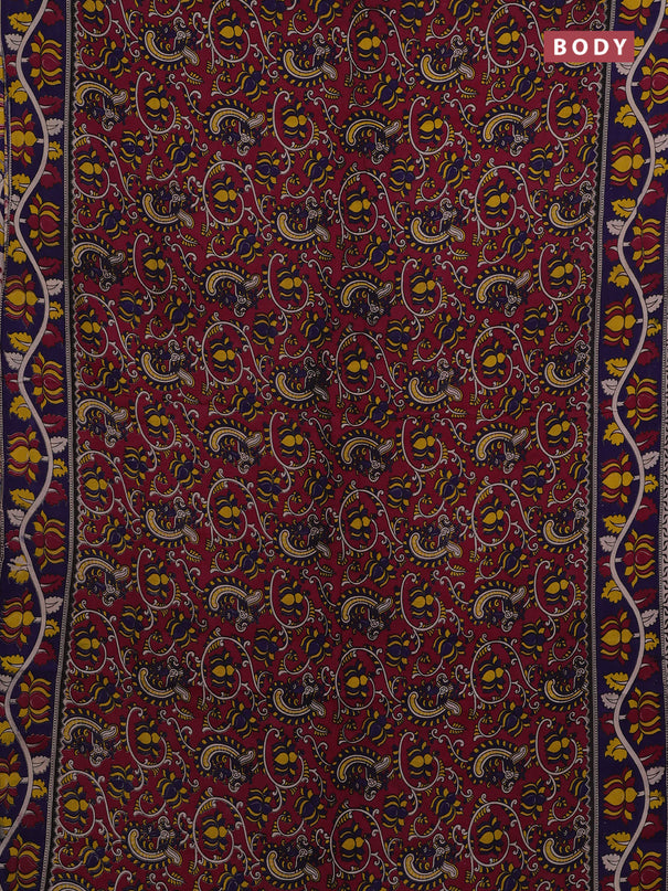 Magenta Pink & Violet Kalamkari Cotton Saree