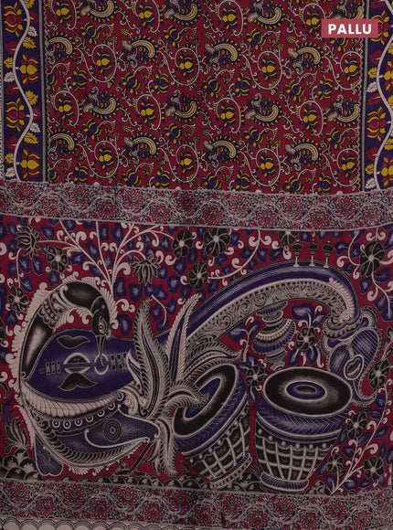 Magenta Pink & Violet Kalamkari Cotton Saree