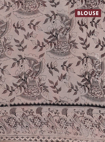 Beige & Orange Kalamkari Cotton Saree