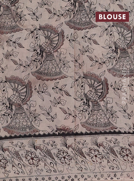 Beige & Mustard Yellow Kalamkari Cotton Saree