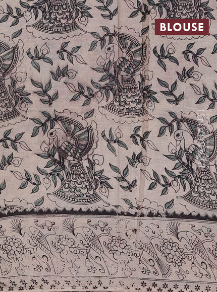 Beige & Pink Kalamkari Cotton Saree