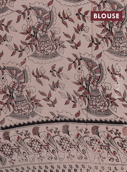 Beige & Yellow Kalamkari Cotton Saree
