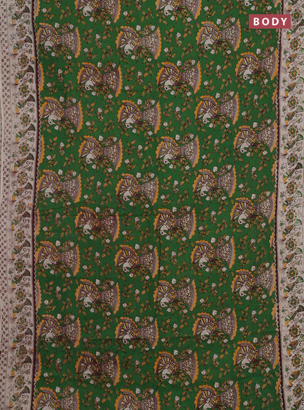 Green & Beige Kalamkari Cotton Saree