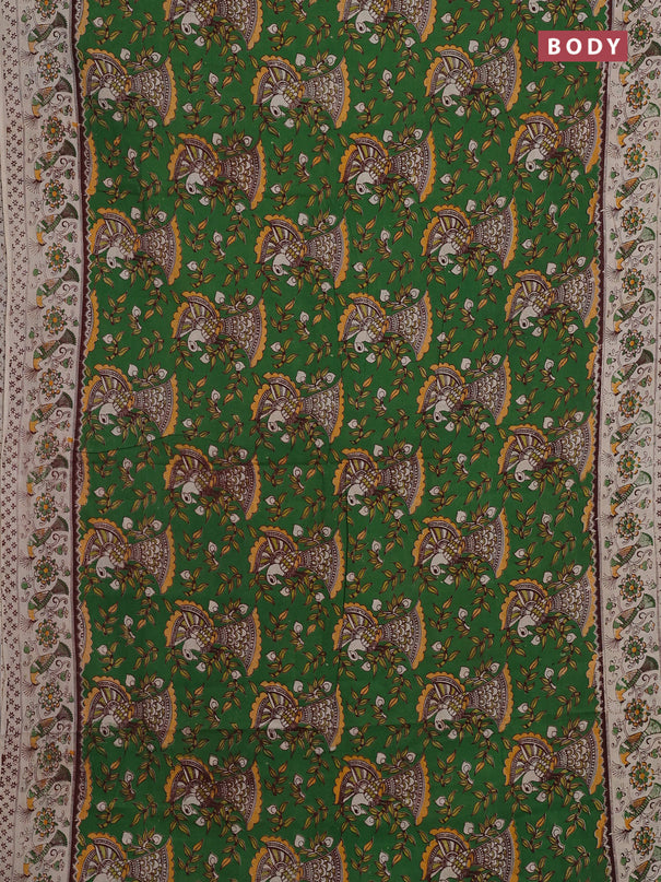 Green & Beige Kalamkari Cotton Saree