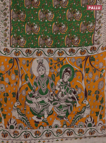 Green & Beige Kalamkari Cotton Saree