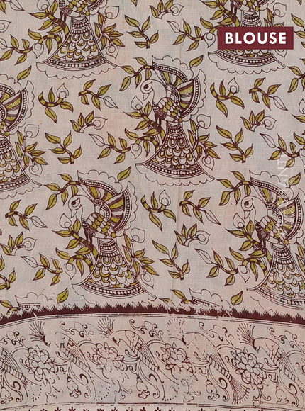 Green & Beige Kalamkari Cotton Saree