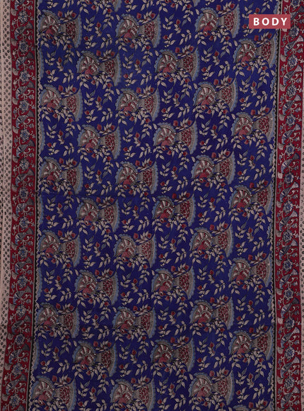 Blue & Magenta Pink Kalamkari Cotton Saree