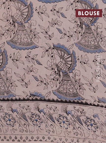 Blue & Magenta Pink Kalamkari Cotton Saree