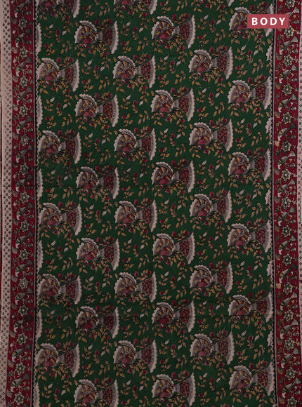 Green & Magenta Pink Kalamkari Cotton Saree