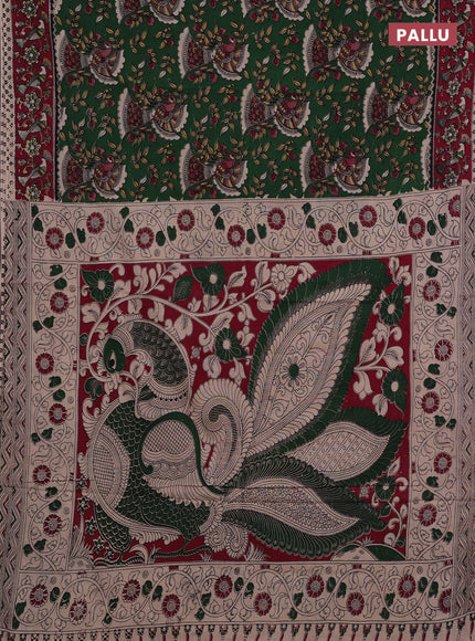 Green & Magenta Pink Kalamkari Cotton Saree