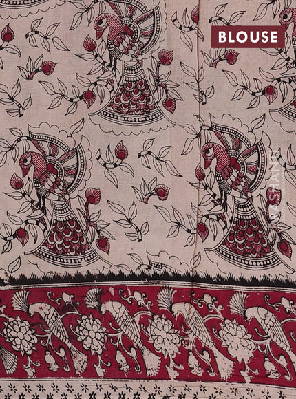 Green & Magenta Pink Kalamkari Cotton Saree