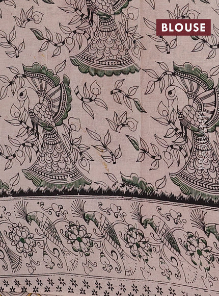 Yellow & Magenta Pink Kalamkari Cotton Saree