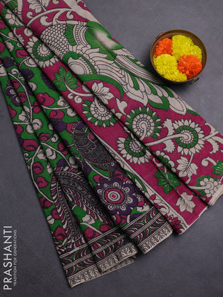 Green & Pink Kalamkari Cotton Saree