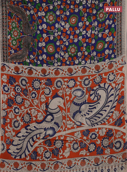 Blue & Orange Kalamkari Cotton Saree