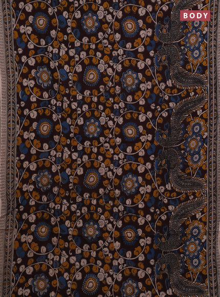 Coffee Brown & Beige Kalamkari Cotton Saree