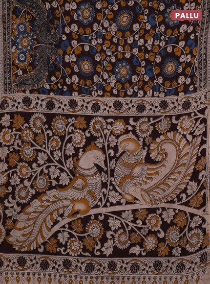 Coffee Brown & Beige Kalamkari Cotton Saree