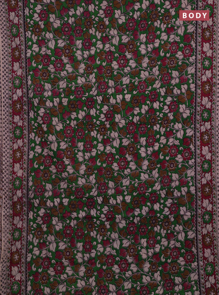 Green & Magenta Pink Kalamkari Cotton Saree