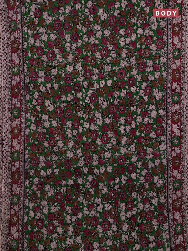 Green & Magenta Pink Kalamkari Cotton Saree