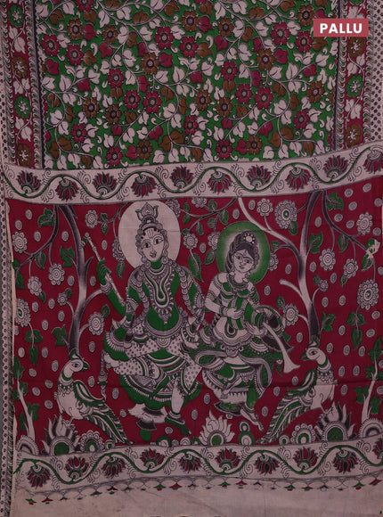 Green & Magenta Pink Kalamkari Cotton Saree
