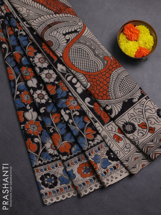 Black & Beige Kalamkari Cotton Saree