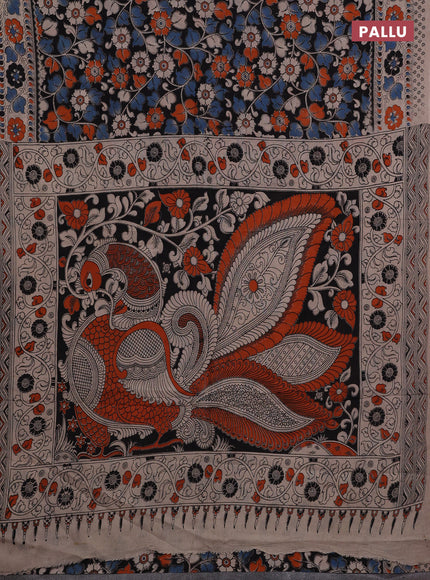 Black & Beige Kalamkari Cotton Saree