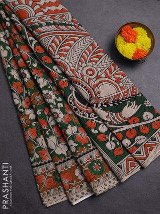 Green & Brown Kalamkari Cotton Saree