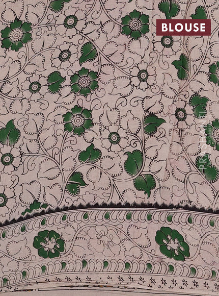 Beige & Magenta Pink Kalamkari Cotton Saree