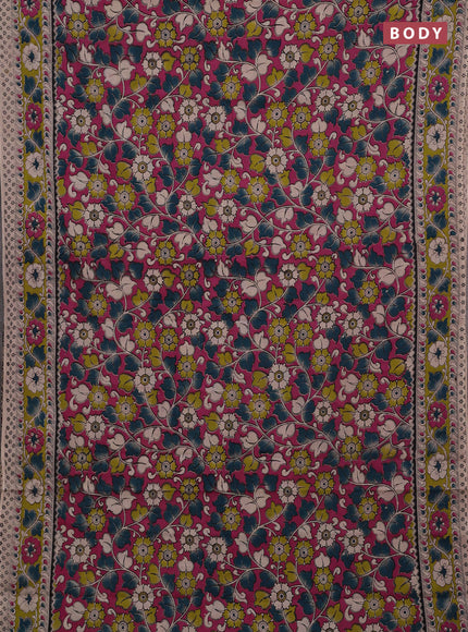 Pink & Green Kalamkari Cotton Saree
