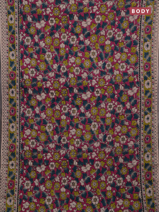 Pink & Green Kalamkari Cotton Saree