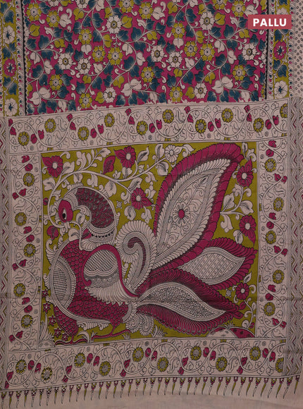 Pink & Green Kalamkari Cotton Saree