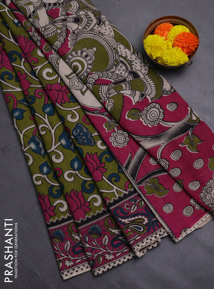 Green & Pink Kalamkari Cotton Saree