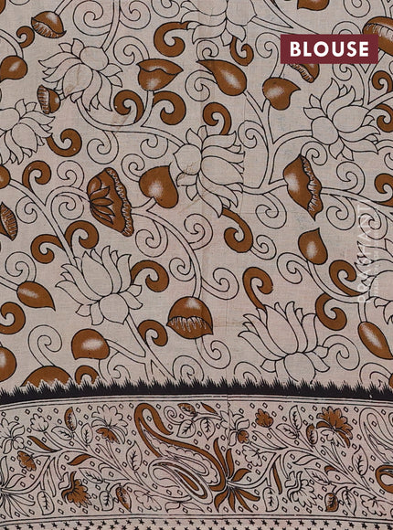 Peacock Green & Orange Kalamkari Cotton Saree