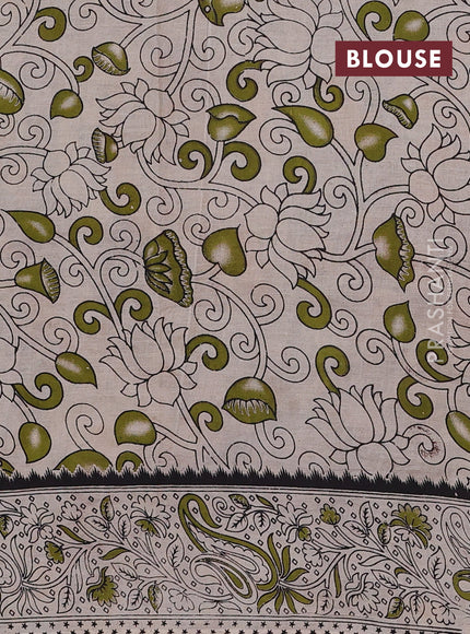 Coffee Brown & Yellow Kalamkari Cotton Saree