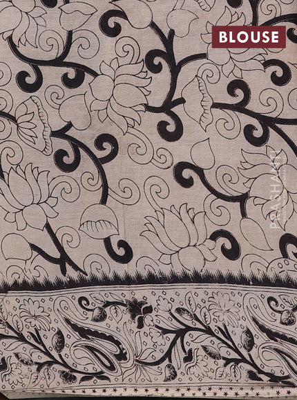 Beige & Mustard Yellow Kalamkari Cotton Saree