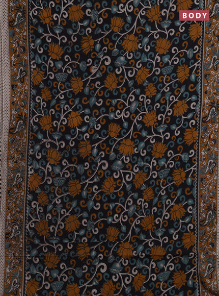 Black & Mustard Yellow Kalamkari Cotton Saree