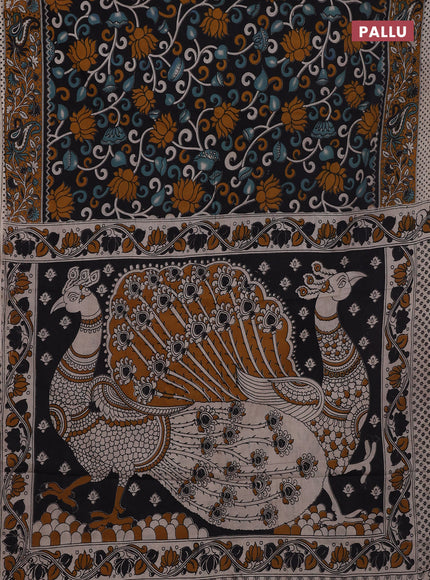 Black & Mustard Yellow Kalamkari Cotton Saree