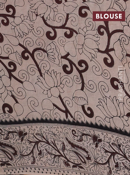 Beige & Mustard Yellow Kalamkari Cotton Saree