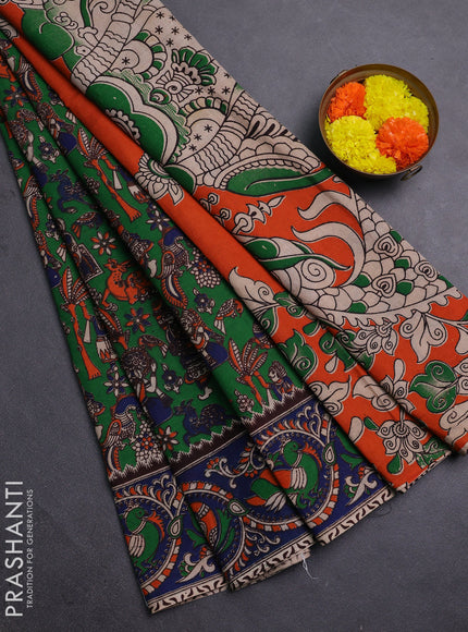 Green & Blue Kalamkari Cotton Saree