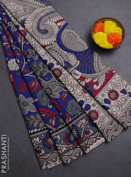 Blue & Grey Kalamkari Cotton Saree