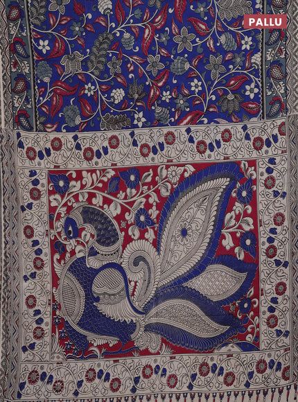 Blue & Grey Kalamkari Cotton Saree