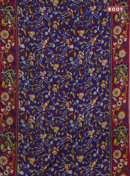 Blue & Magenta Pink Kalamkari Cotton Saree