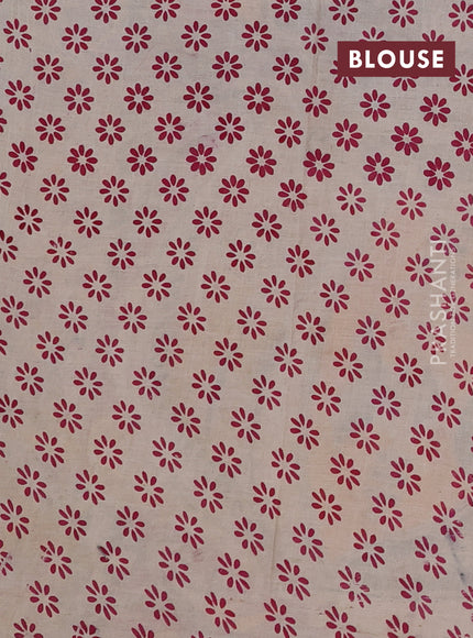 Beige & Magenta Pink Kalamkari Cotton Saree