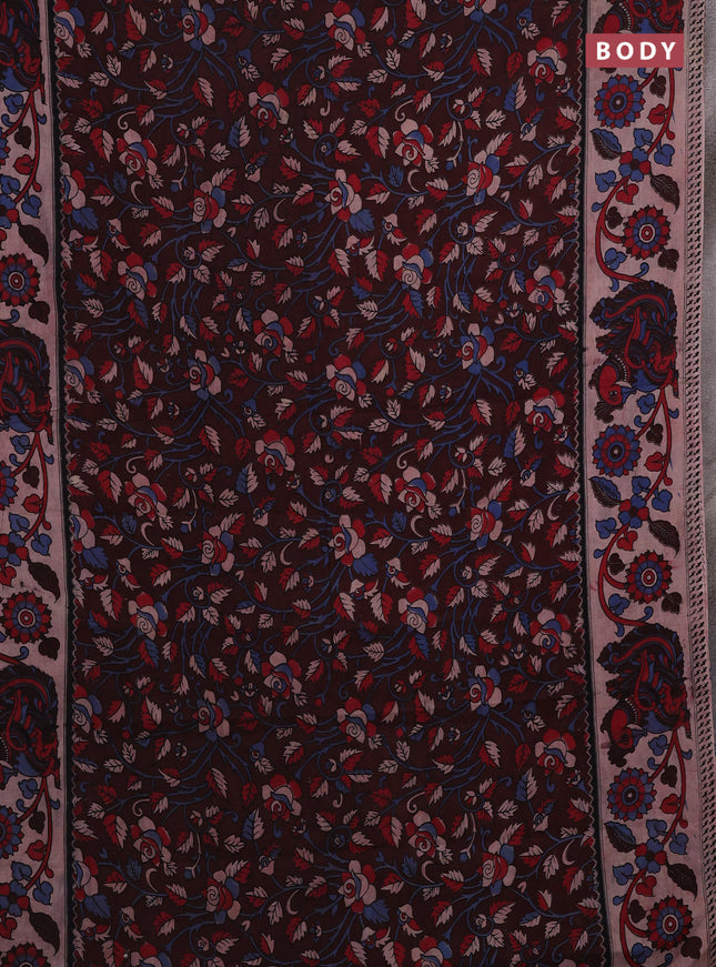 Coffee Brown & Beige Kalamkari Cotton Saree