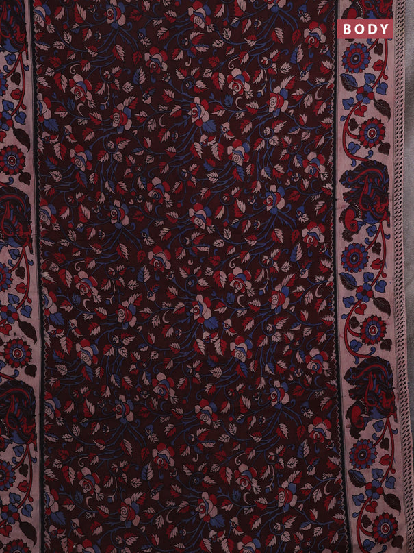 Coffee Brown & Beige Kalamkari Cotton Saree
