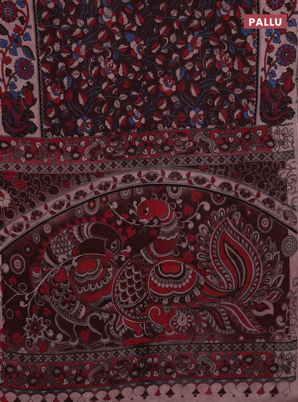 Coffee Brown & Beige Kalamkari Cotton Saree