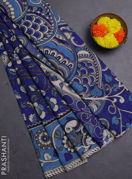 Blue & Pastel Blue Kalamkari Cotton Saree
