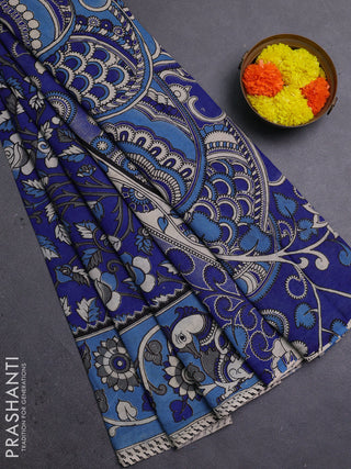 Blue & Pastel Blue Kalamkari Cotton Saree