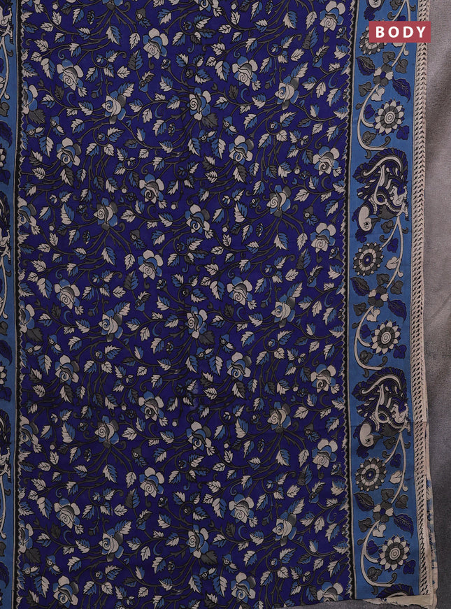 Blue & Pastel Blue Kalamkari Cotton Saree